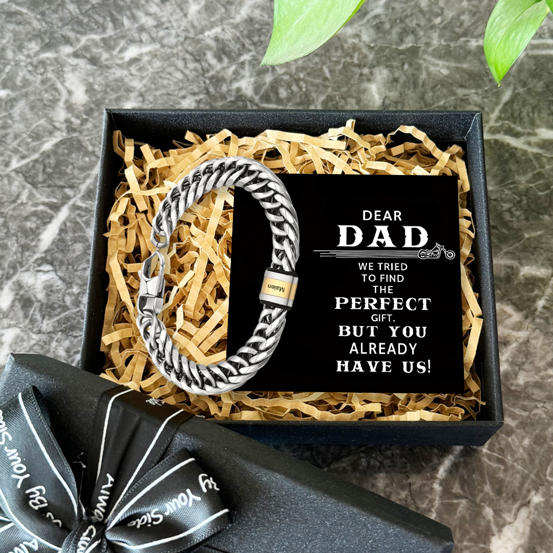 Personalised Cuban Chain Bracelet Custom 1 Name Bead Men's Bracelet