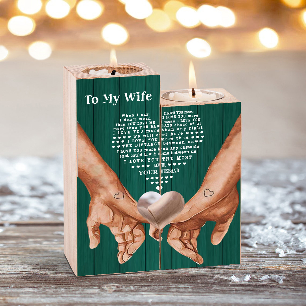 To My Wife Couple Candle Holder "I love you more than you love me" Candlesticks-Jessemade AU