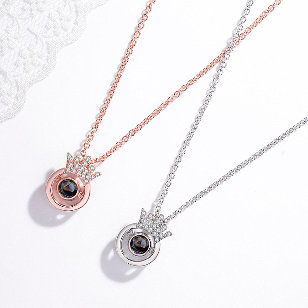 Personalised 100 Languages Projection Necklace Engraved  " I LOVE YOU" Heart Necklace Gifts For Her-Jessemade AU