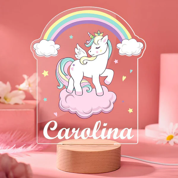 Personalised Rainbow Unicorn Night Light Custom Name LED Lamp for Kids-Jessemade AU