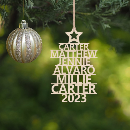 6 Names - Personalised Christmas Tree Ornaments Customised Name Xmas Wooden Decor Gifts for Family Friends-Jessemade AU