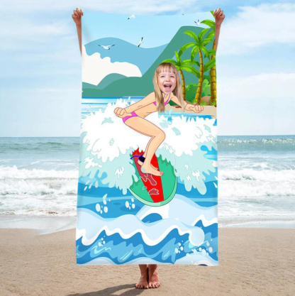 Personalised Beach Towel Customised Photo Bath Towel Blanket Summer Gift for Kids-Jessemade AU