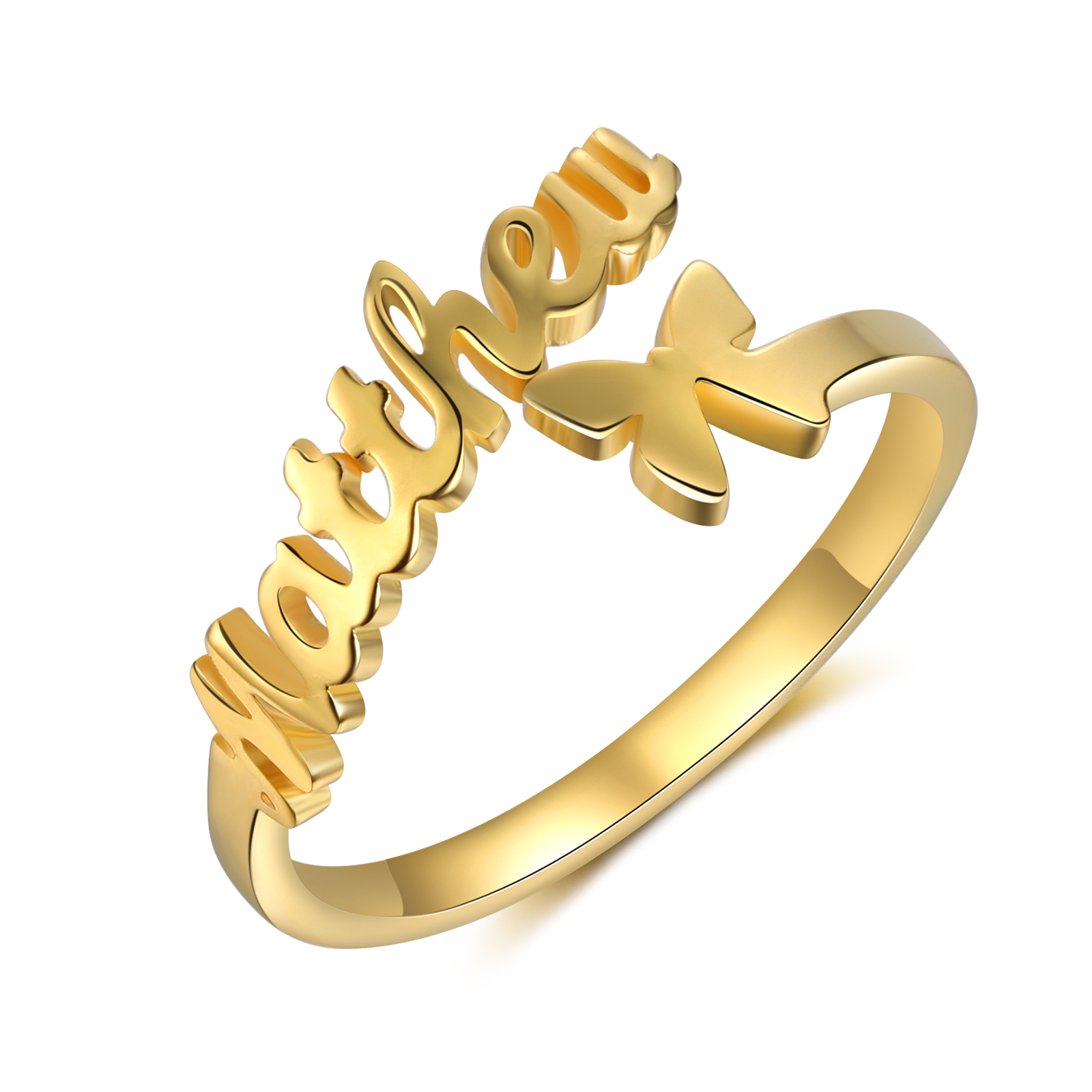 Personalised Butterfly Ring Custom 1 Names Best Gift For Women-Jessemade AU