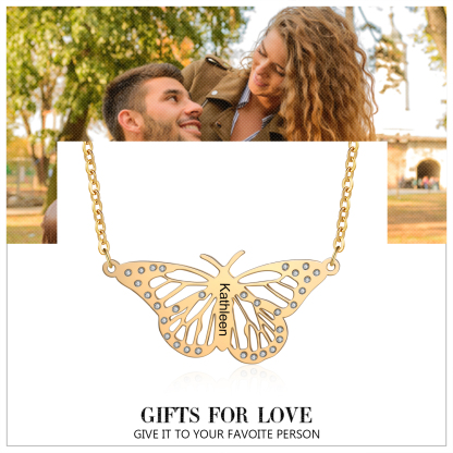 Personalised Butterfly Name Women's Necklace-Jessemade AU