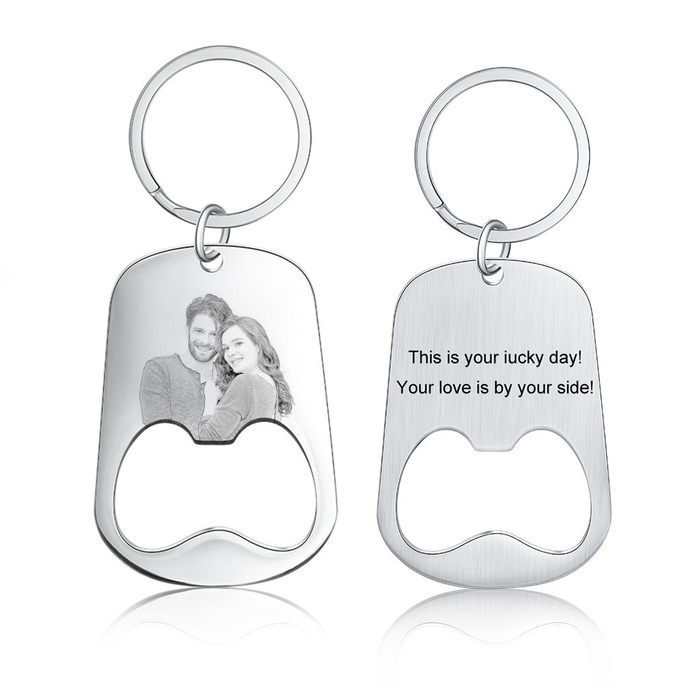 Custom Photo Keychain Personalised Bottle Opener Photo Engraved Gift for Father-Jessemade AU