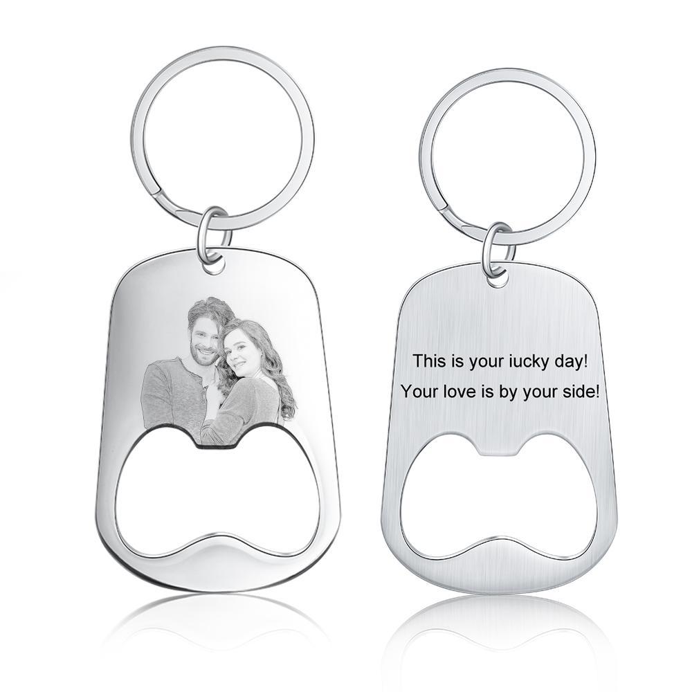 Custom Photo Keychain Personalised Bottle Opener Photo Engraved Gift for Father-Jessemade AU