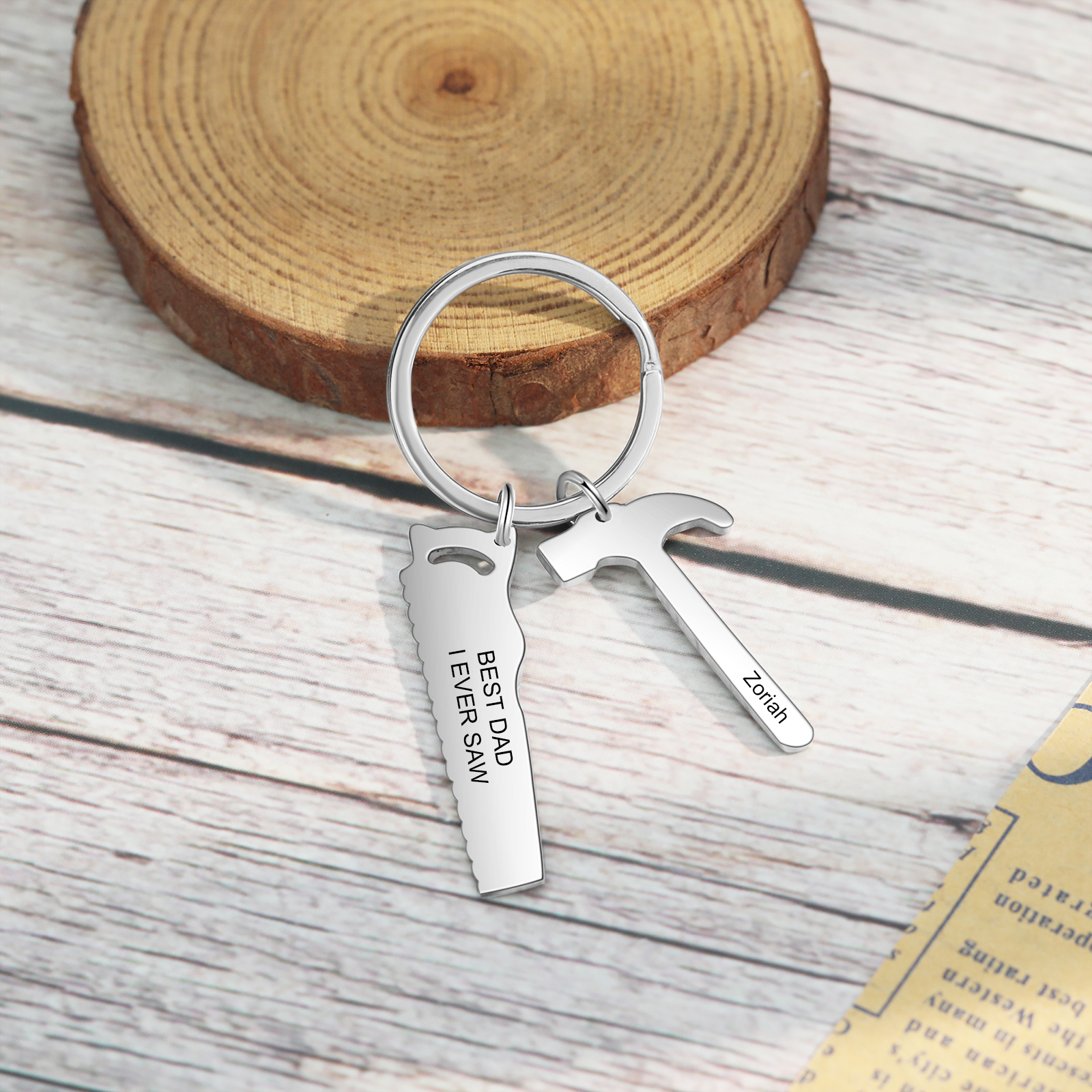Father's Day Gifts Tool Keychain Personalised 1 Name Stainless Steel Keyring For Him-Jessemade AU