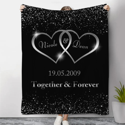 Personalised Couples Blanket Customised 2 Names & Date & Text Blanket Love Valentine's Day Gifts for Him/Her-Jessemade AU