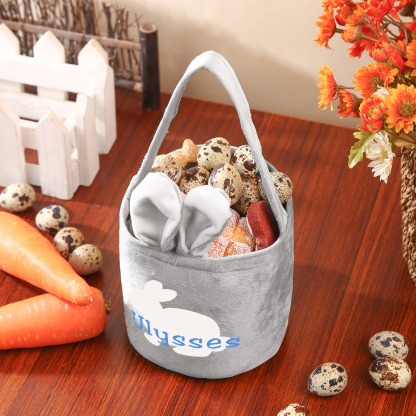 Personalised Bunny Tote Bag Customised with Name Bunny Basket Bucket Bag Easter Gifts-Jessemade AU