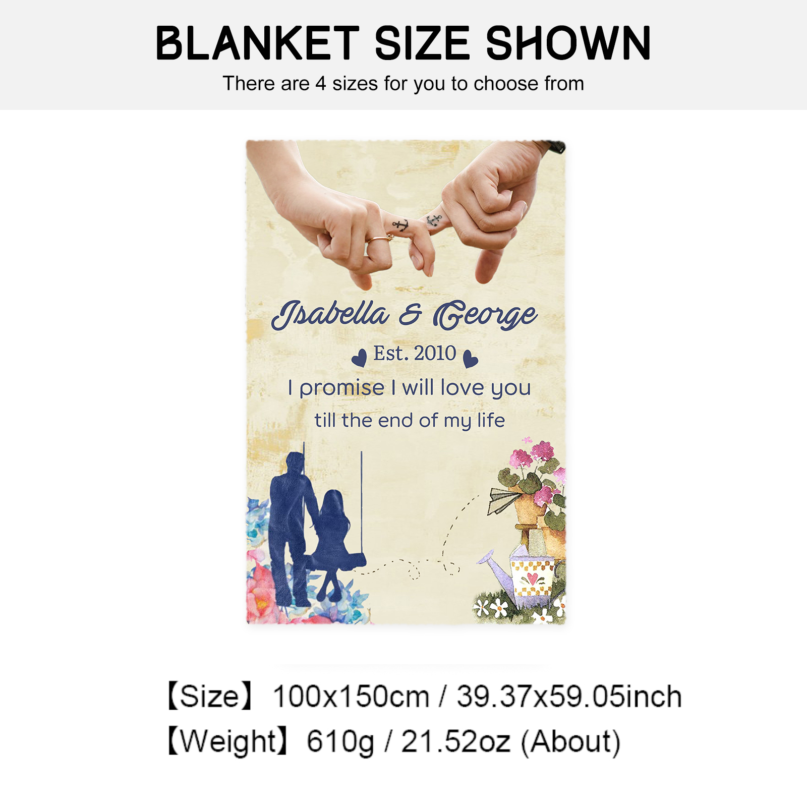 Personalised Couple Blanket Finger Gesture Promise Blanket-Jessemade AU
