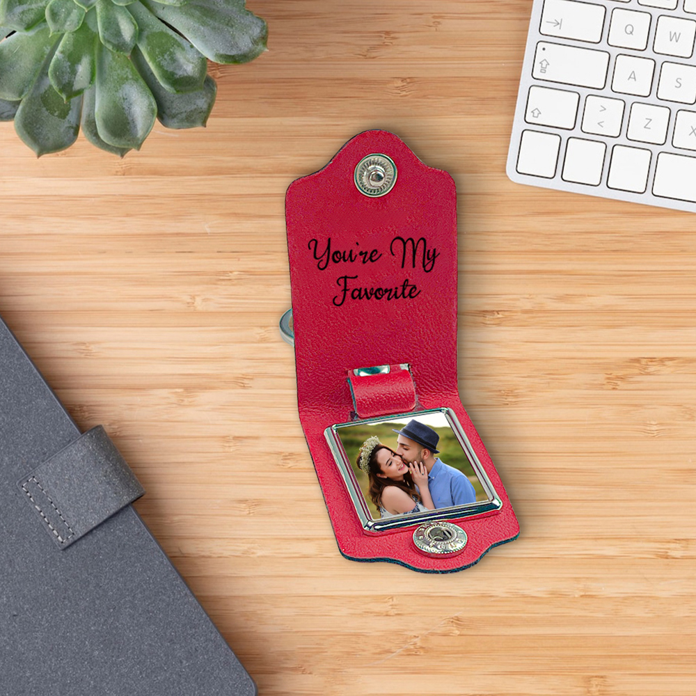 Pinky Swear Personalised Photo Keychain Customised Text & Date & 2 Names Leather Keyring Gifts for Couples/Friends-Jessemade AU