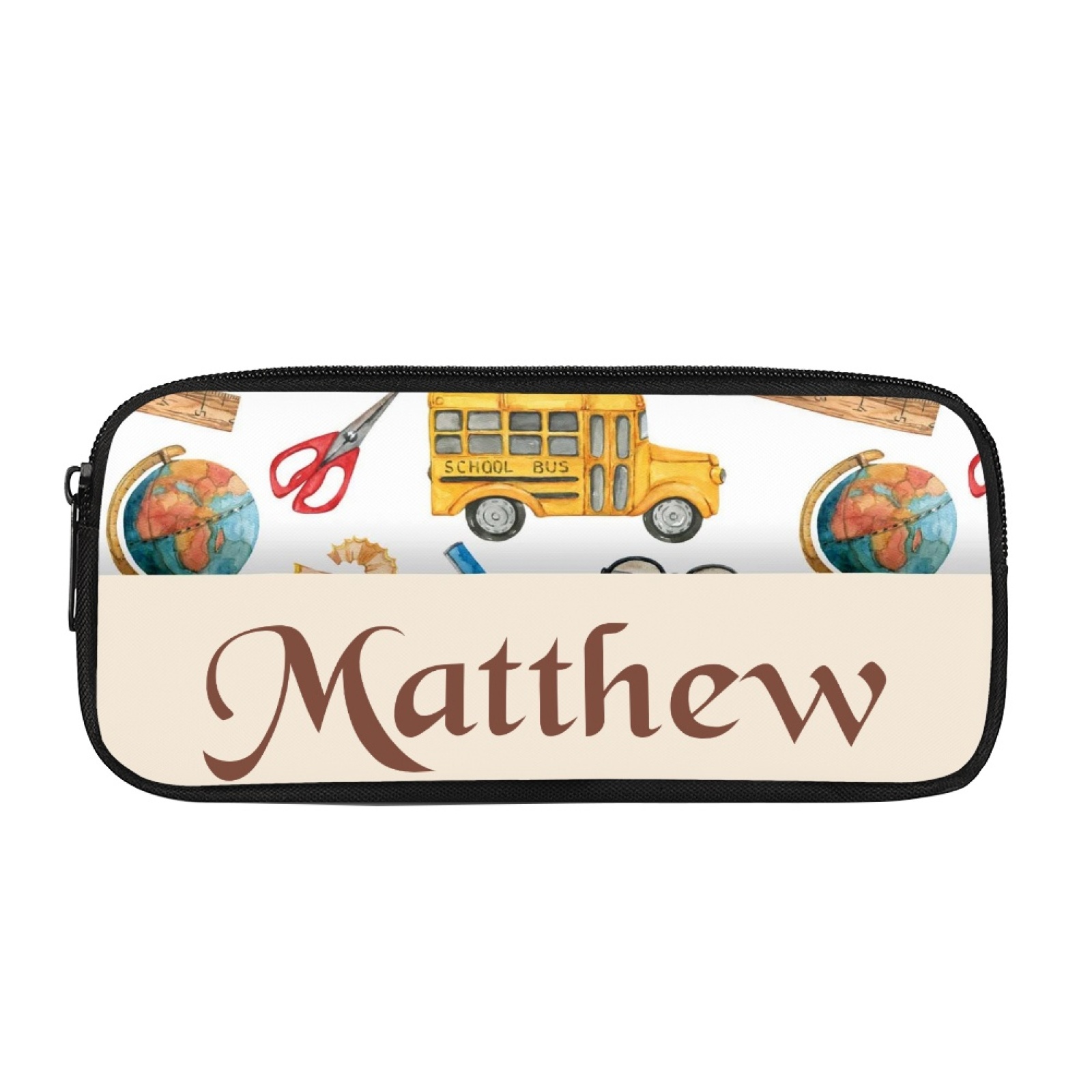 Personalised  Name Pencil Case School Bus Pen Bag Zipper Back to School Gifts for Student-Jessemade AU