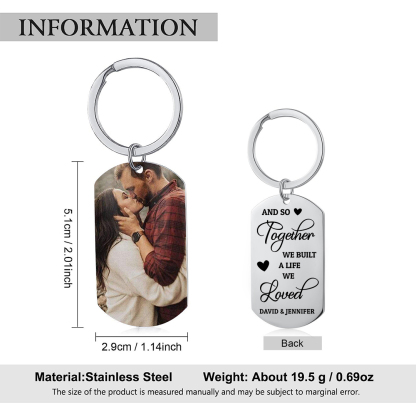 Couple Photo Keychain Customised 2 Names Keyring Valentine's Day Gifts - And So Together We Build A Life We Loved-Jessemade AU