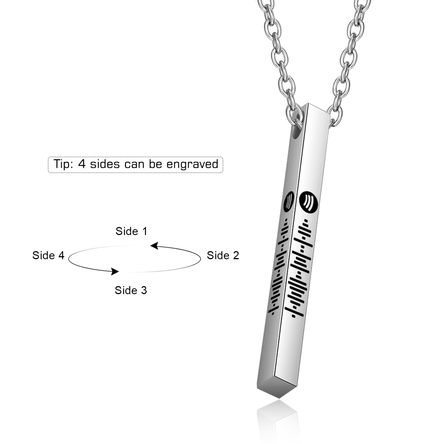 Personalised 3D Vertical Bar Necklace Customised Music Spotify Code Necklace for Her Him-Jessemade AU