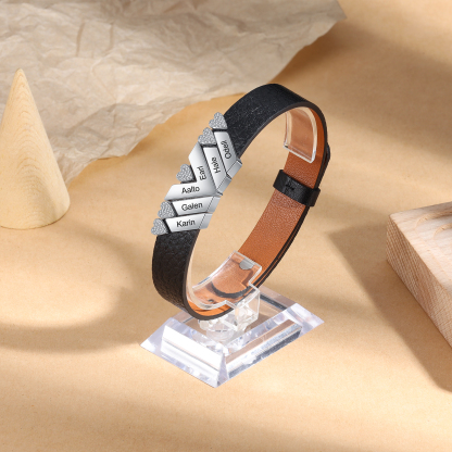 Mother's Day Gifts Personalised Leather Bracelet With 8 Names Gifts For Women-Jessemade AU