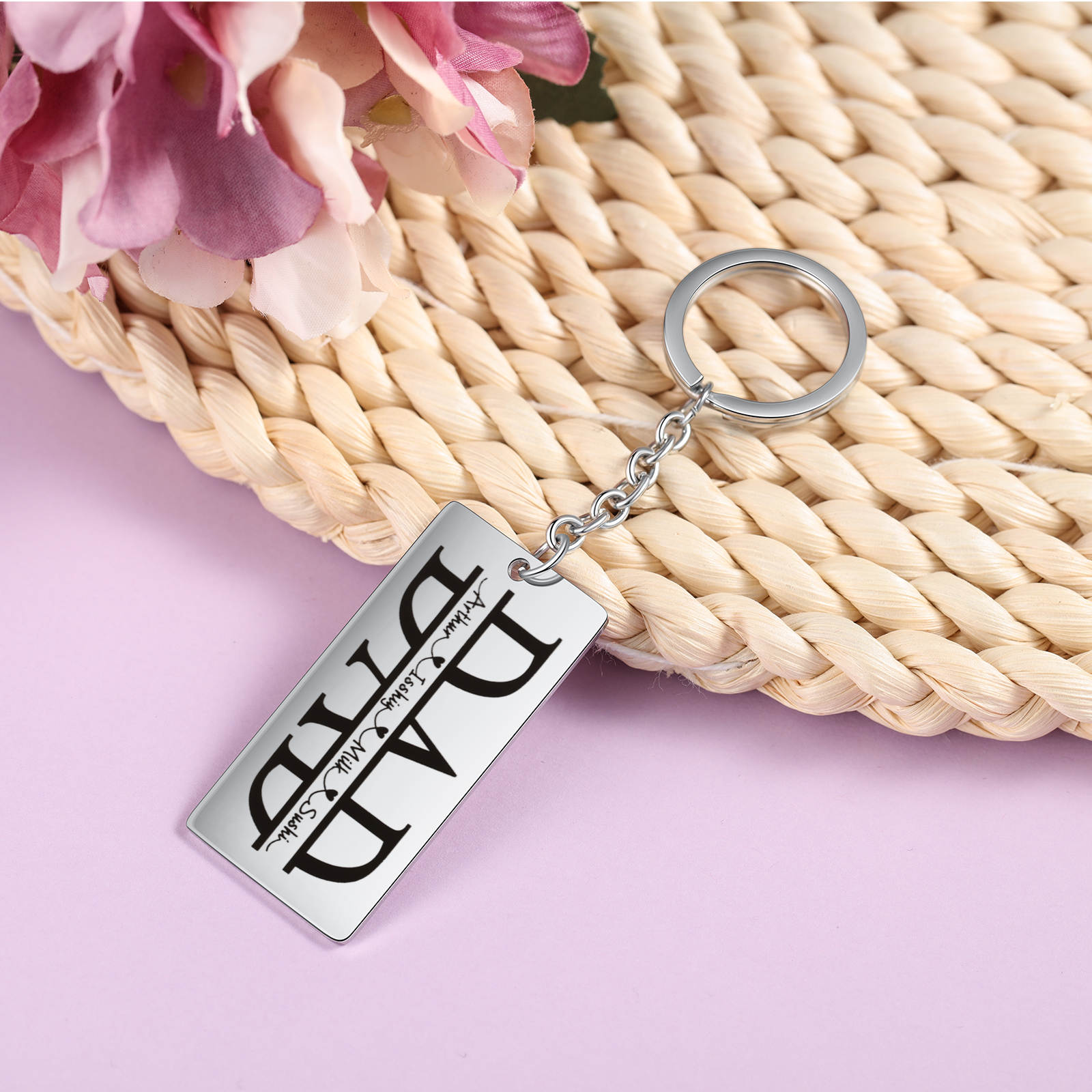 Personalised Keychain Engraved 4 Names Keychain Gifts For Father-Jessemade AU