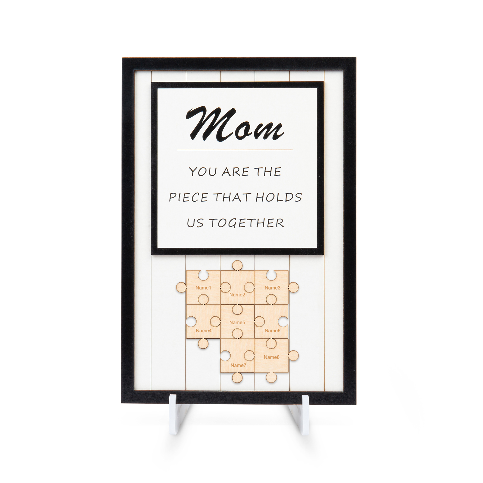 Mom Puzzle Sign Personalised 8 Names Wooden Sign Family Gifts-Mom You Are the Piece that Holds Us Together-Jessemade AU