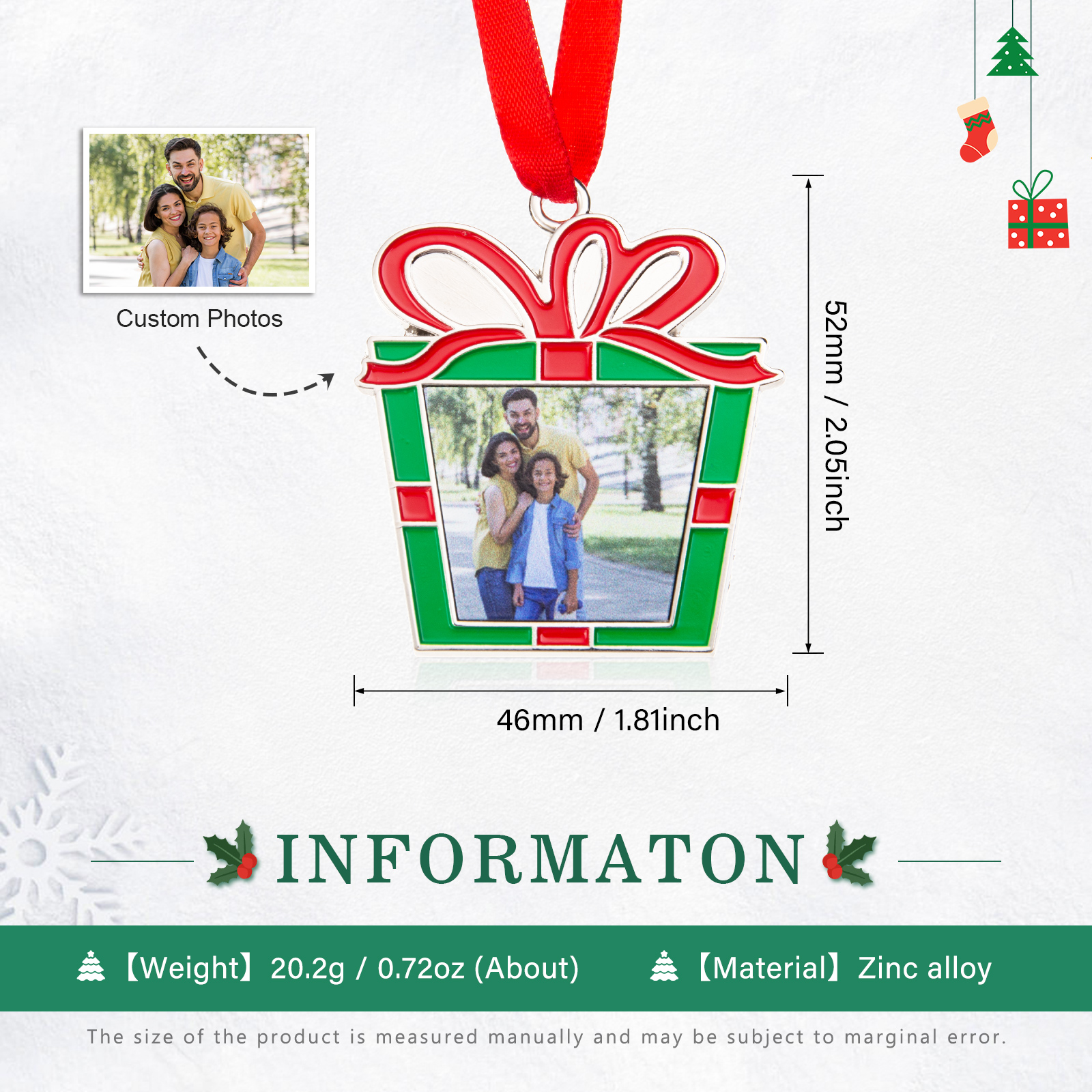 Personalised Photo Christmas Ornament Custom photos Gifts for Family-Jessemade AU