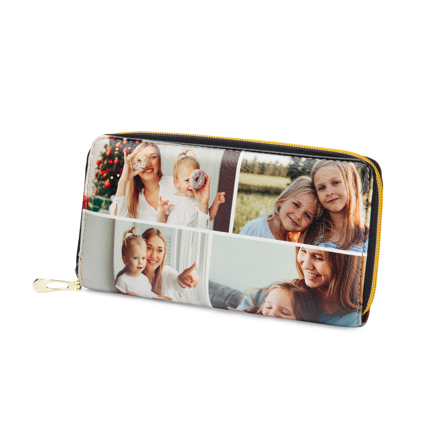 Long Purse Personalised Sunflower Leather Wallet Engraved 1 Photo Zip Wallet Gifts for Her-Jessemade AU