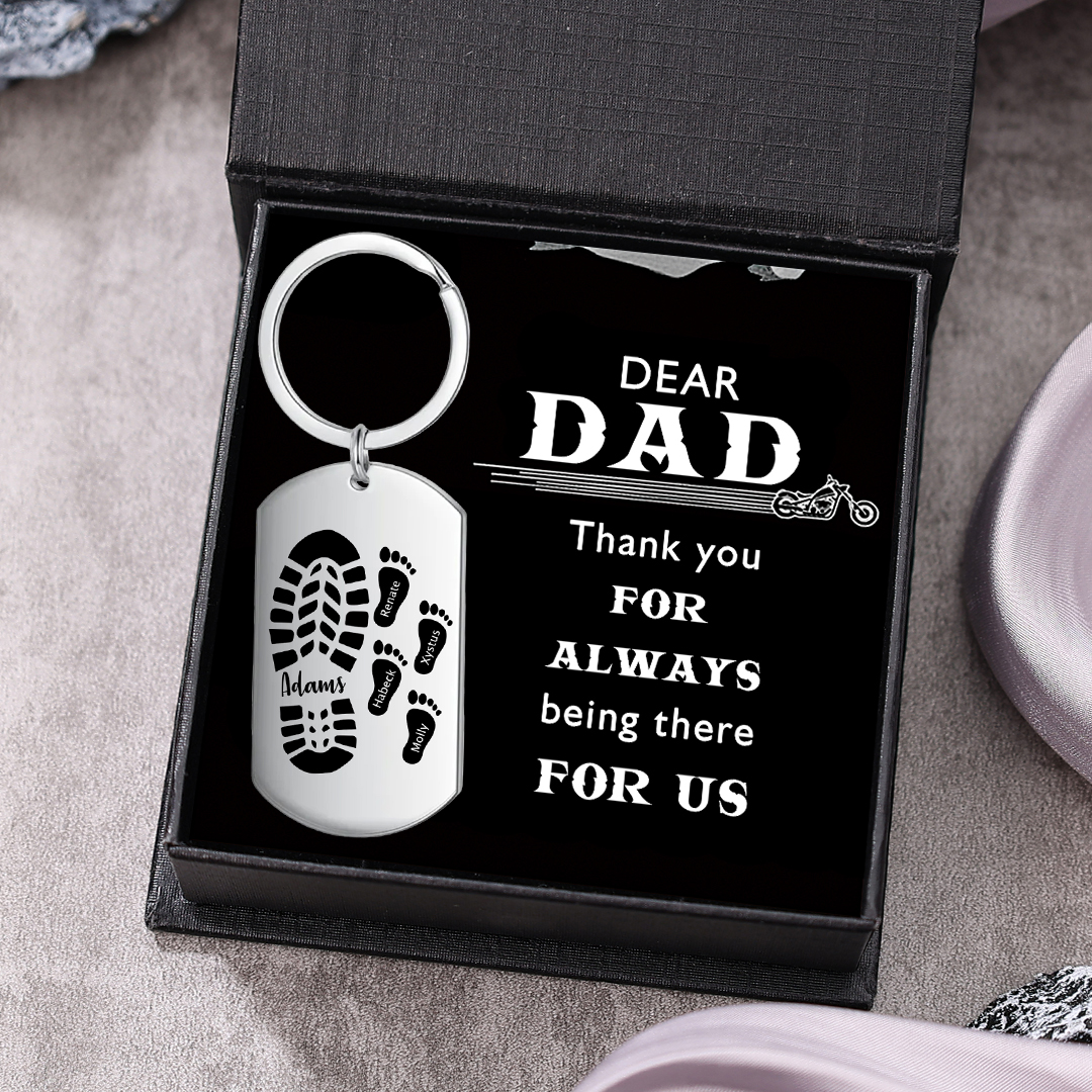 Personalised 5 Names Keychain Custom Dad Shoe Baby Foot Keychain Father's Day Gifts-Jessemade AU