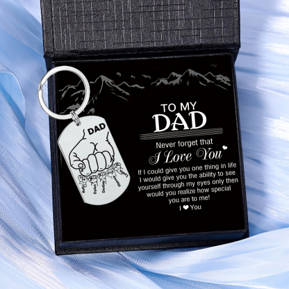 Dad Fist Bump Personalised Photo Keychain Engrave 5 Names Father's Day Gifts-Jessemade AU