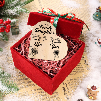 To My Bonus Daughter Wooden Heart Candle Holder "Life Gave Me The Gift of You"-Jessemade AU