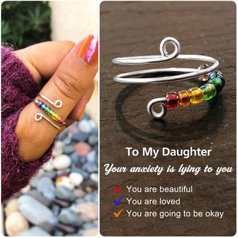 To My Daughter - Your anxiety is lying to you Layer Coloured Beads Fidget Ring Gifts For Daughter-Jessemade AU