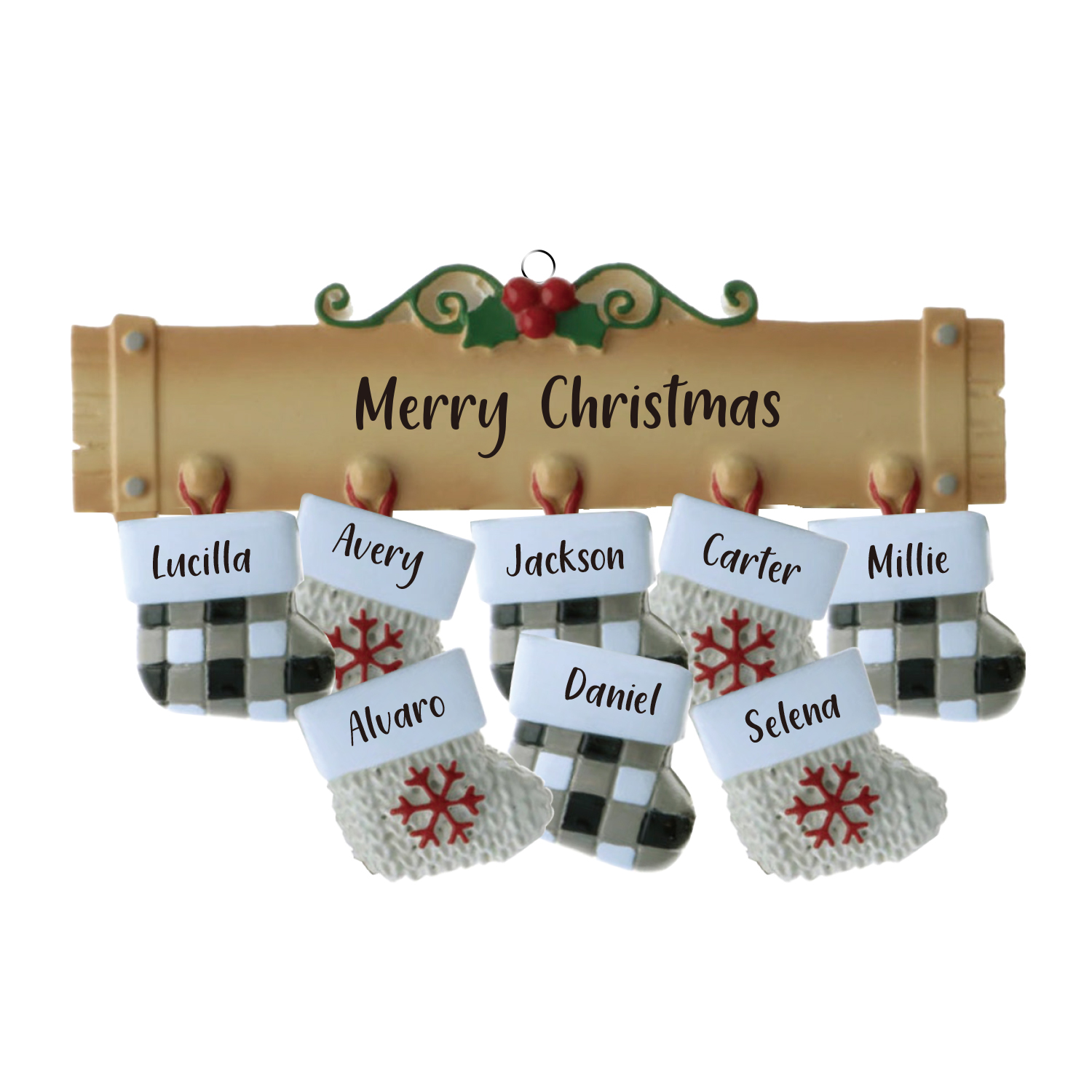 8 Names - Personalised Christmas Stockings Ornaments Customised Name & Text Christmas Decor Wooden Gifts for Family Friends-Jessemade AU