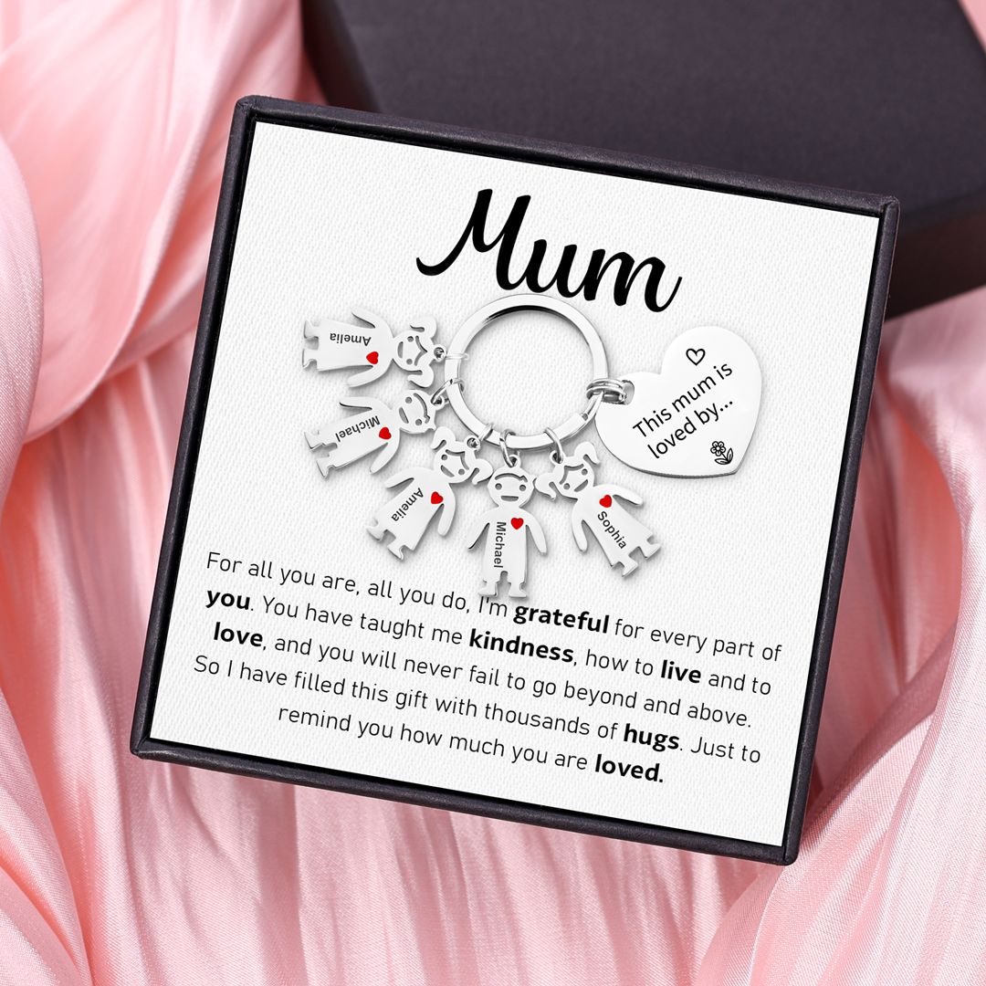 5 Names - Personalised Keychain with Kid Charm Engraved Names Keychain Mother's Day Gift for Mum-Jessemade AU