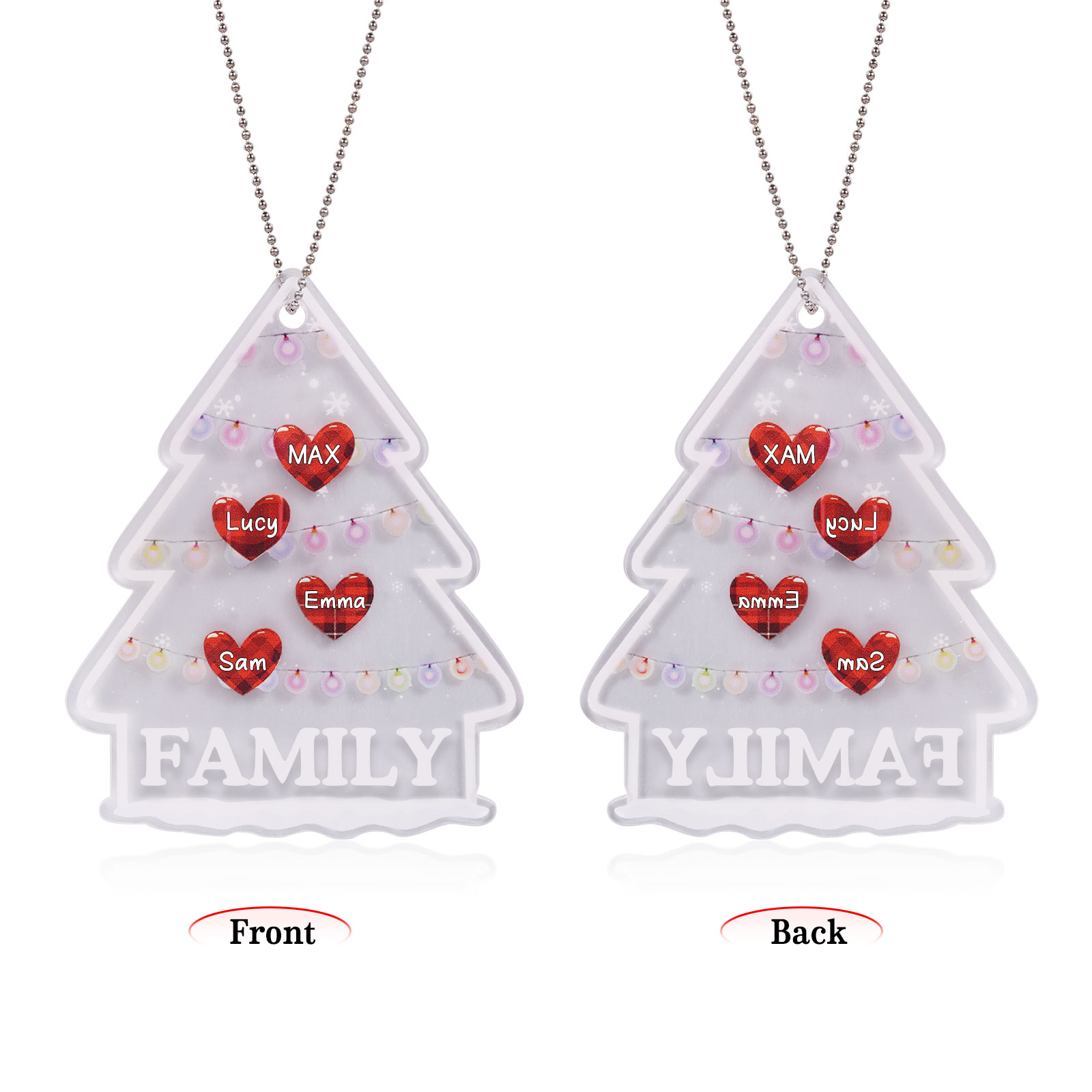 4 Names - Personalised Acrylic Christmas Ornaments Customised Text & Name Xmas Pendant Gifts for Family Friends-Jessemade AU