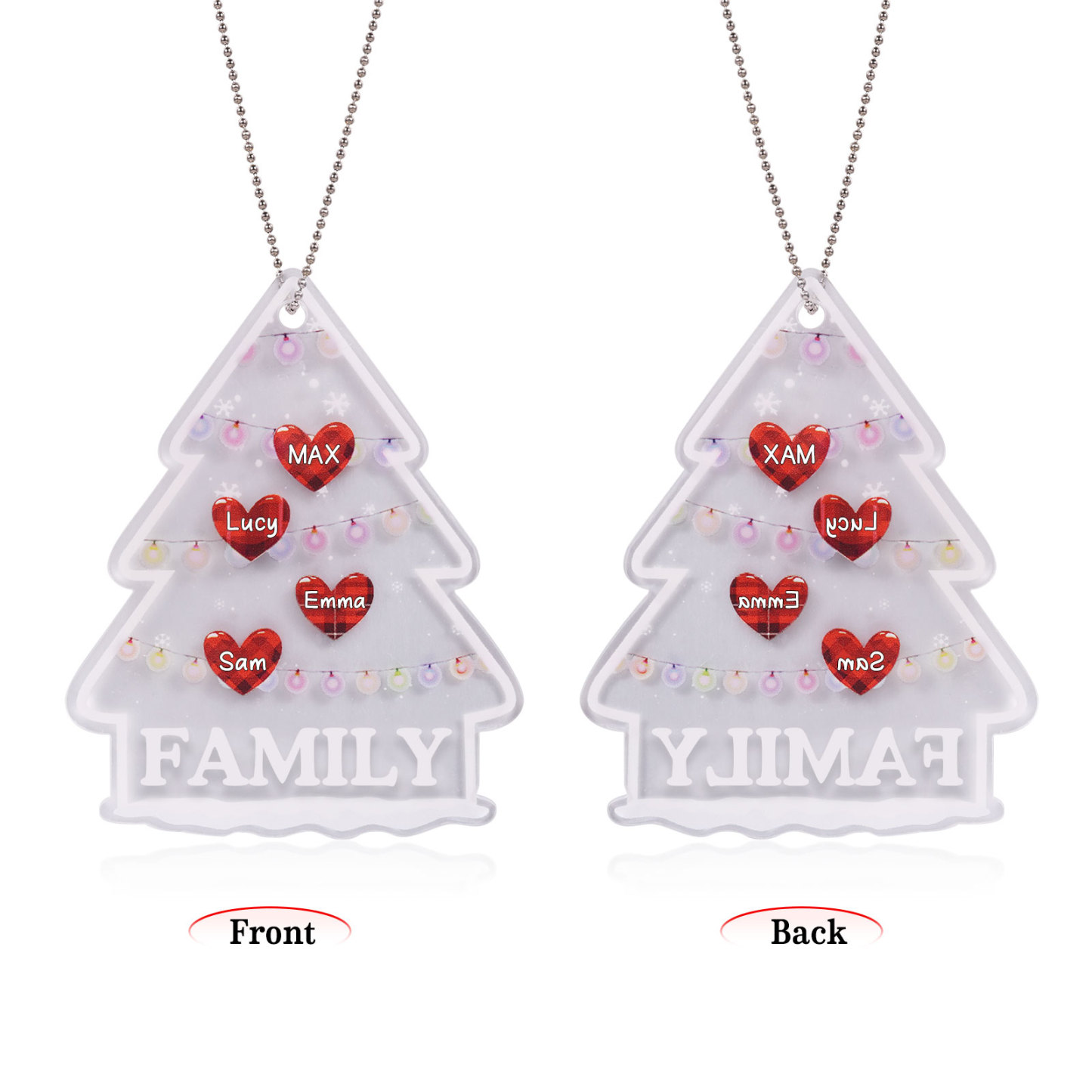 4 Names - Personalised Acrylic Christmas Ornaments Customised Text & Name Xmas Pendant Gifts for Family Friends-Jessemade AU