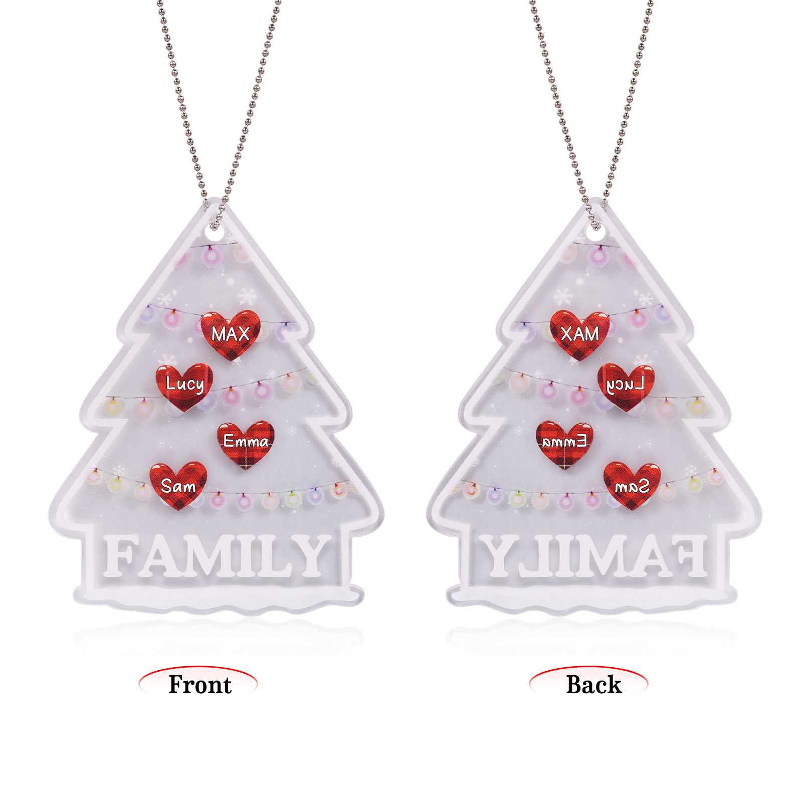 4 Names - Personalised Acrylic Christmas Ornaments Customised Text & Name Xmas Pendant Gifts for Family Friends-Jessemade AU