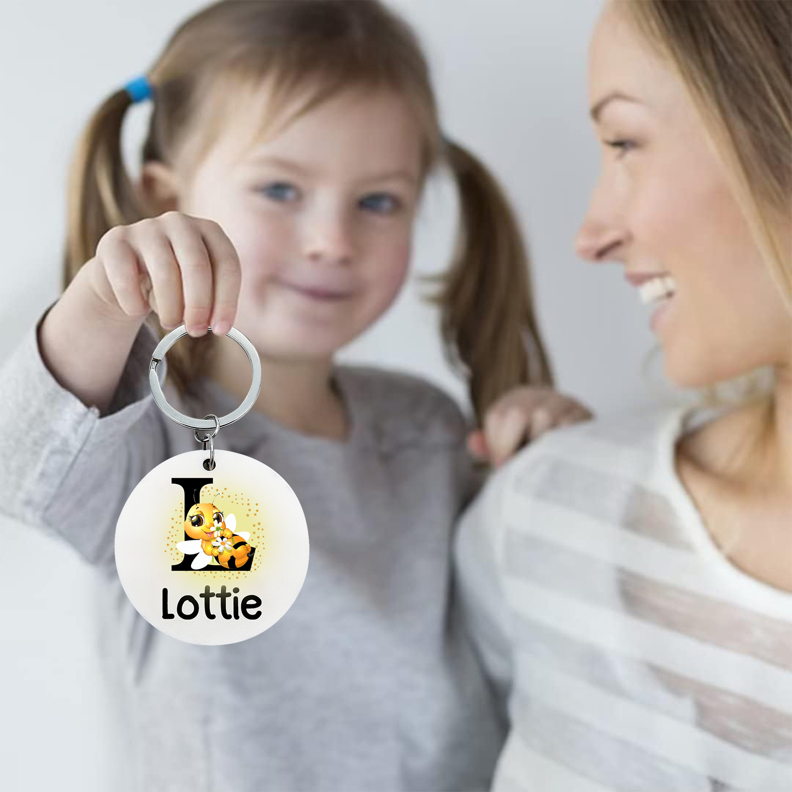 Customised Name and Letter Keychain Glowing Bee Keychain Unique Back to School Gift for Kids-Jessemade AU