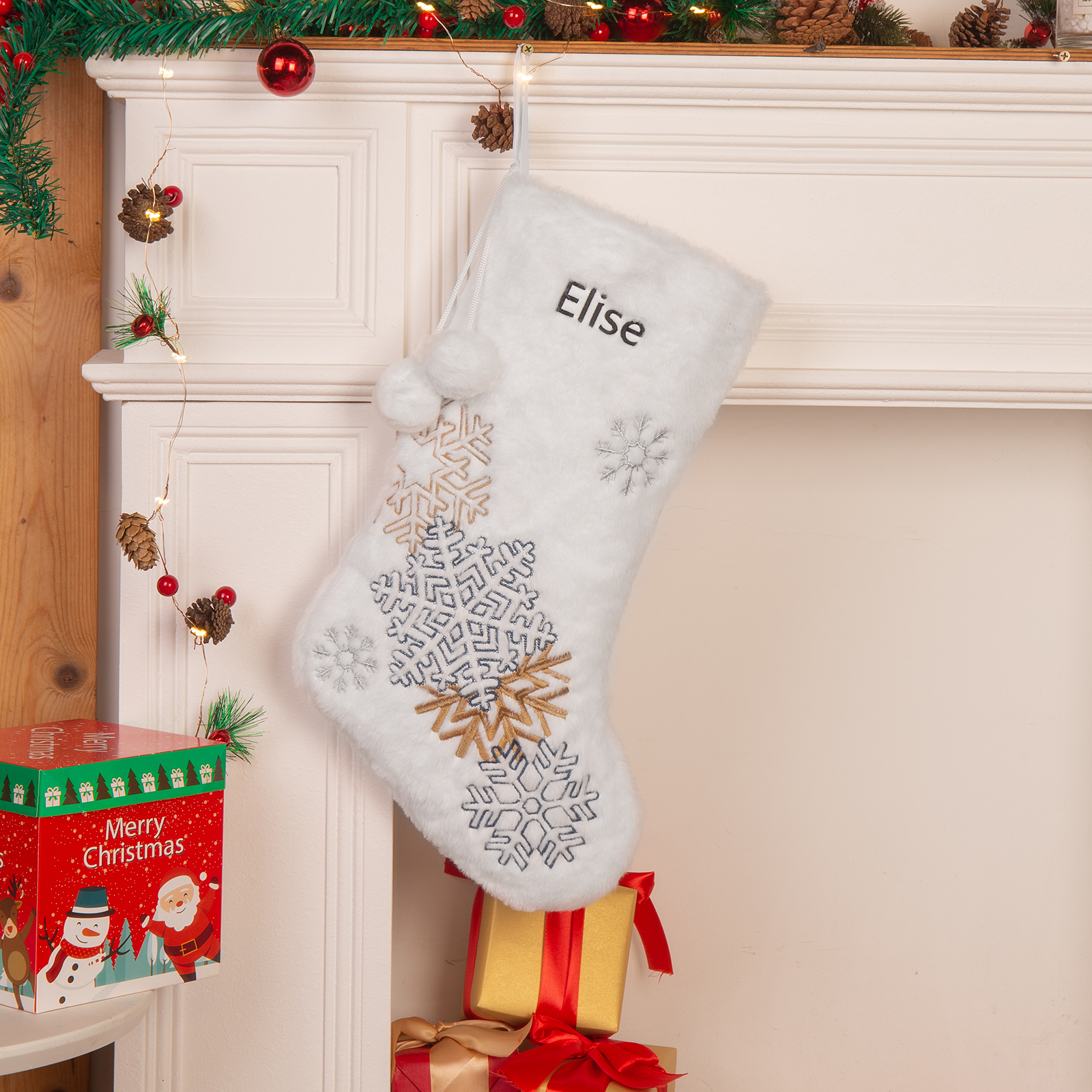 Customised 1 Name Christmas Stocking Ornament Fireplace Decorations Personalised Christmas Gift For Family Friends-Jessemade AU