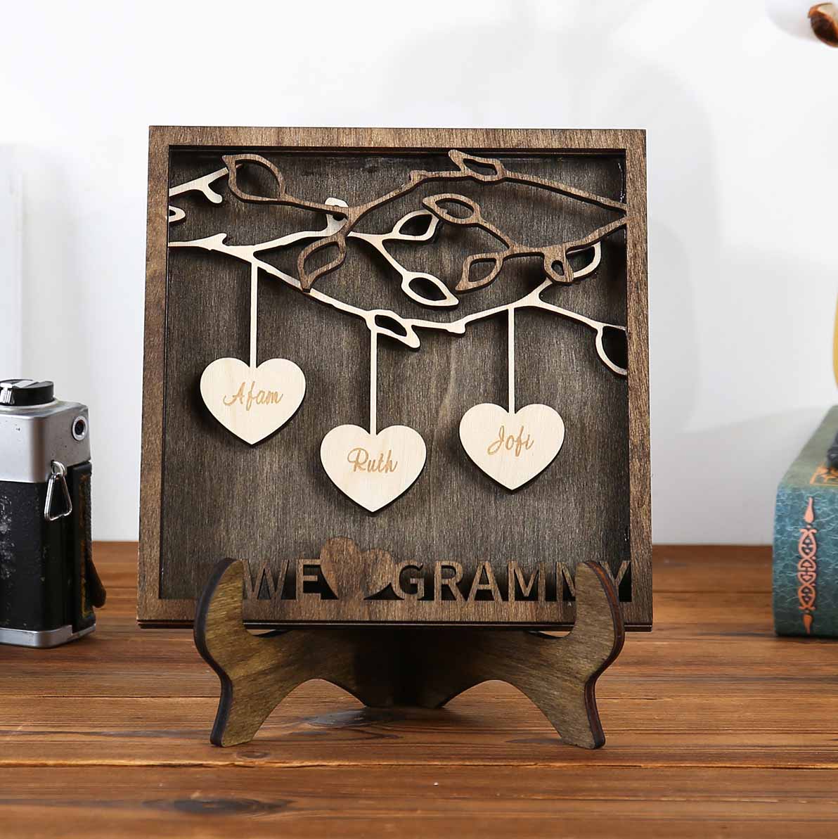 Custom Family Tree Sign Engrave 3 Names Wooden Family Frame Home Decor-Jessemade AU