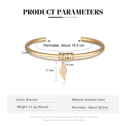 Women Bangle Bracelet with Leaf and Beads Engraved 1 Name Rose Gifts for Mother