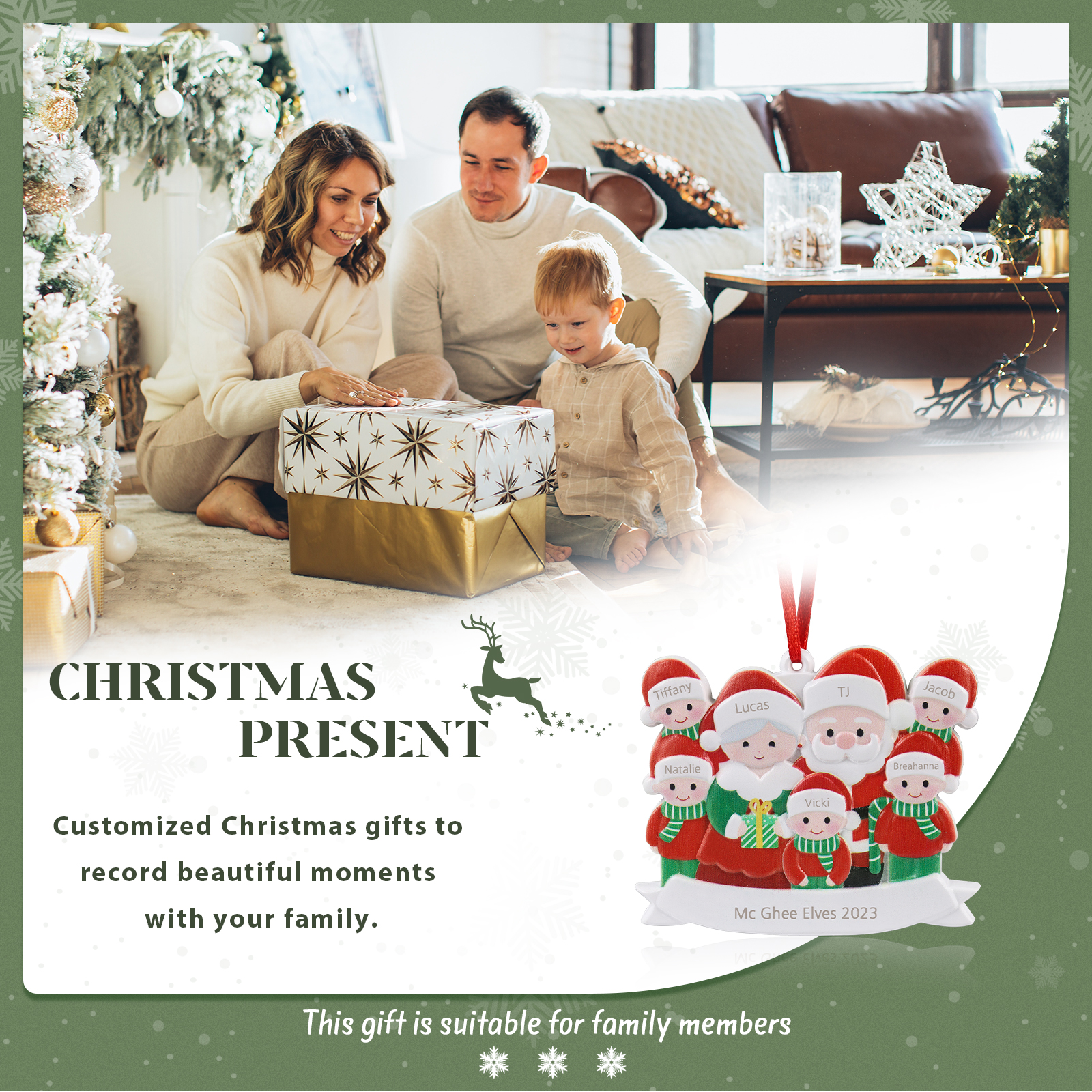 7 Names - Personalised Resin Santa Claus Hanging Ornaments Customised Name & Text Christmas Ornament Gift for Family Friends-Jessemade AU