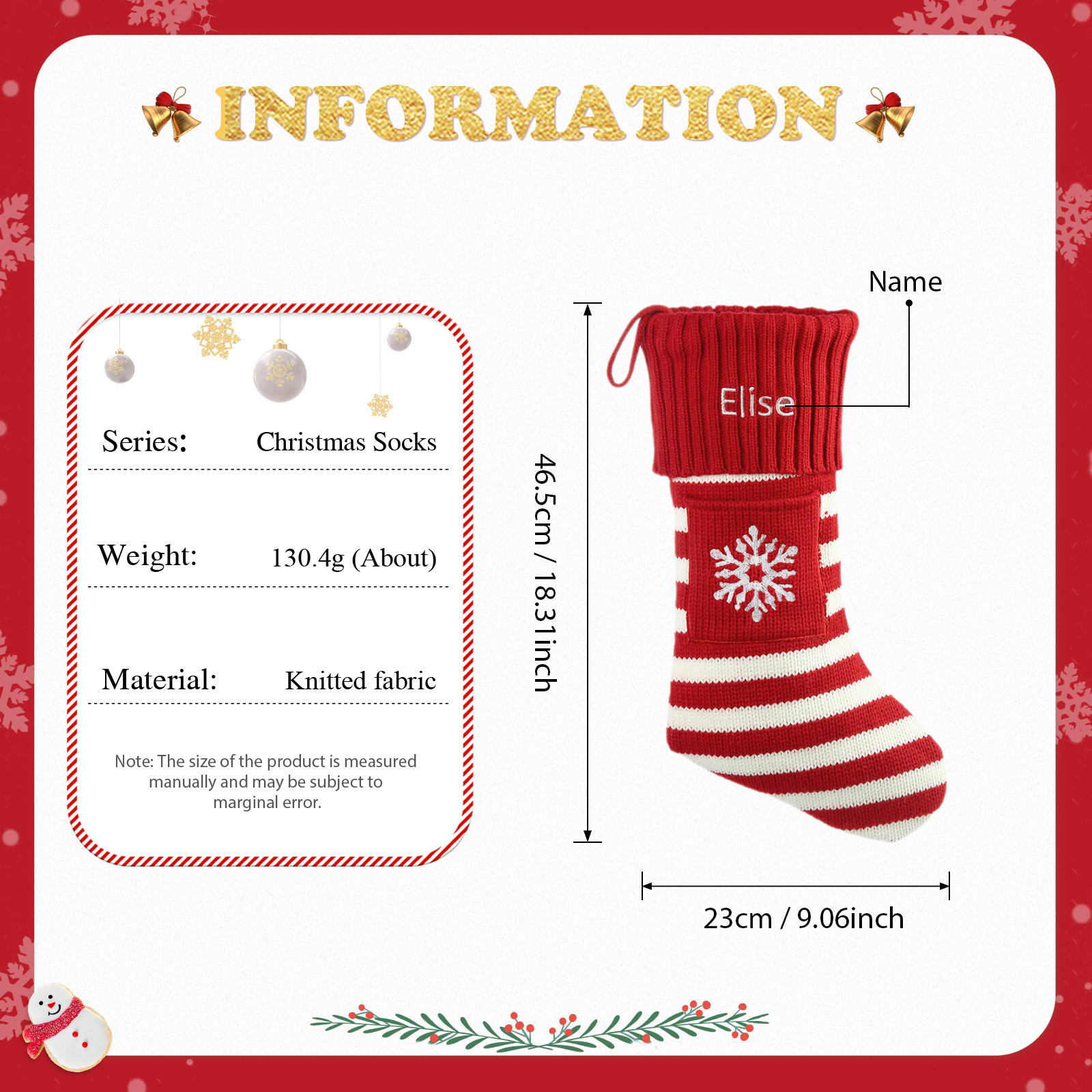 Christmas Stockings Ornaments Customised 1 Name Fireplace Decor Personalised Gifts for Family Friends-Jessemade AU