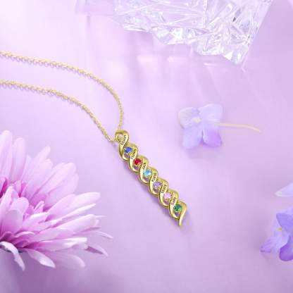 Customised Necklace Cascading Pendant with 6 Birthstones Engraving 6 Names Gifts for Her-Jessemade AU