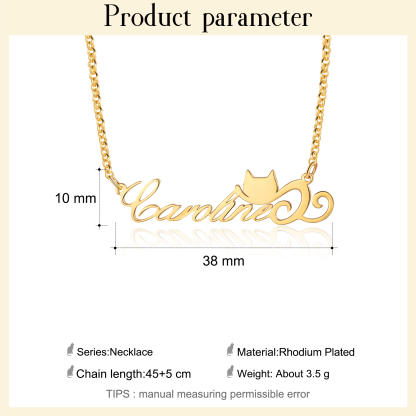 Personalised Cat Necklace Custom 1 Name Necklace Gift For Women-Jessemade AU