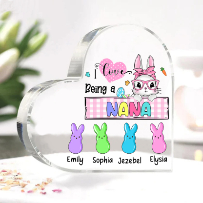 5 Names - Personalised Acrylic Heart Keepsake Custom Names Bunny Ornaments Gifts for Grandma/Mother-Jessemade AU