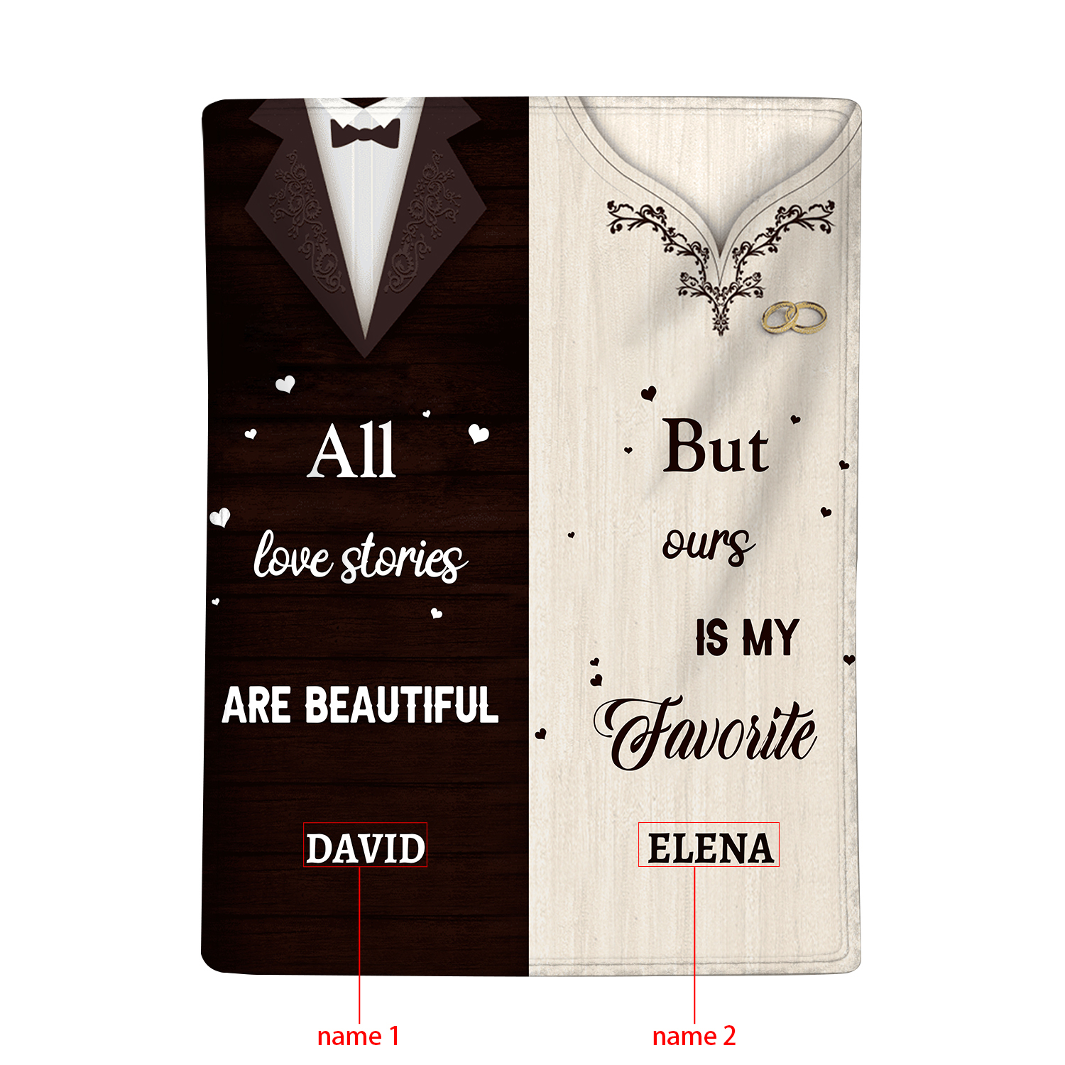 Personalised 2 Names Blanket Valentine's Day Gifts for Couples - All Love Stories Are Beautiful, But Ours Is My Favourite-Jessemade AU