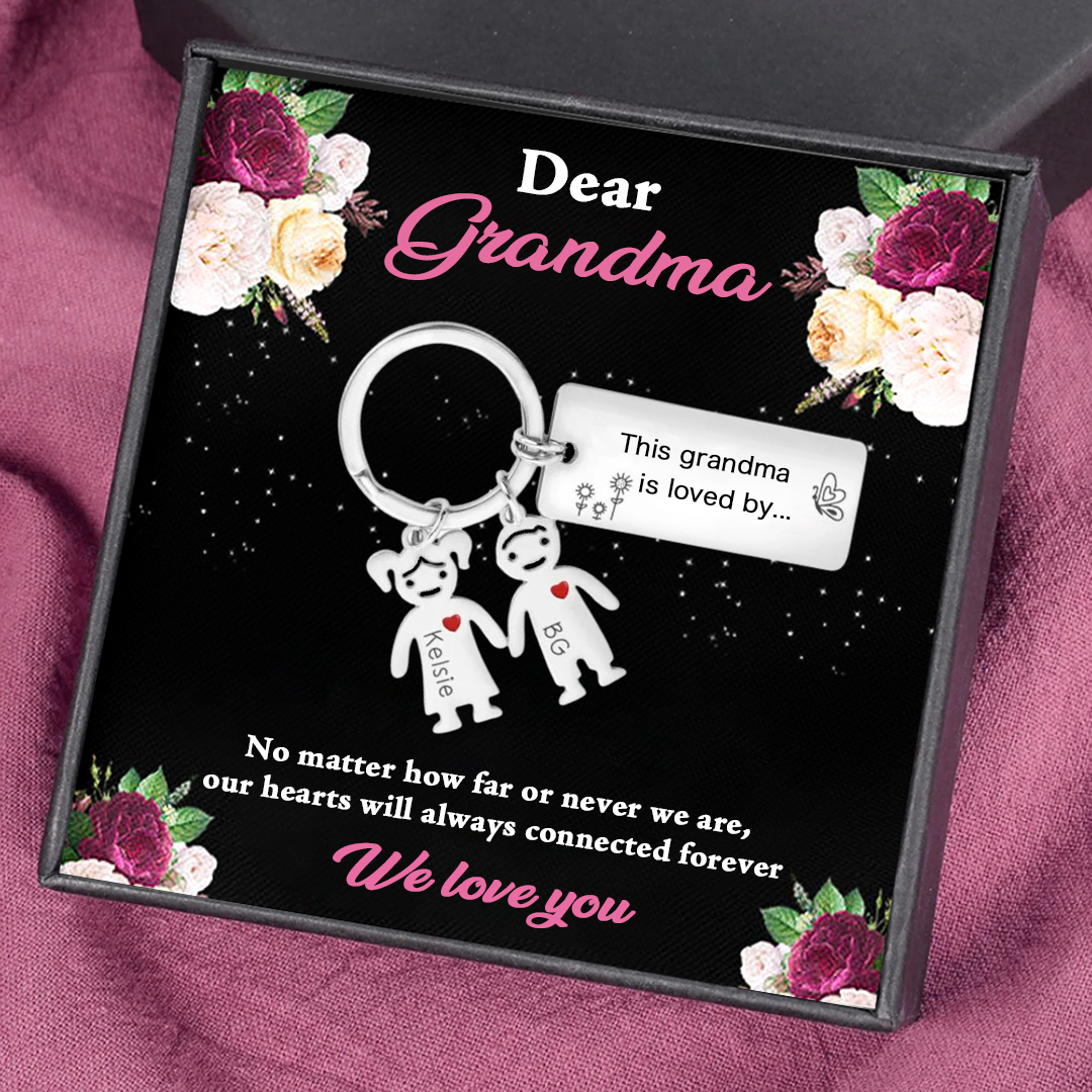 Custom 2 Names Personalised Family Keychain Gift for Grandma-Jessemade AU