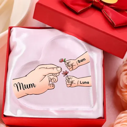 3 Names - Personalised Acrylic Heart Keepsake Handing Flowers to Mother Ornaments Gifts for Grandma/Mother-Jessemade AU