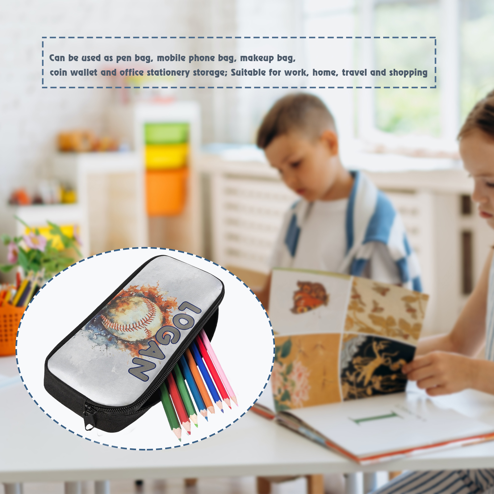 Personalised  Name Pencil Case Tennis ball Pen Bag Zipper Back to School Gifts for Student-Jessemade AU