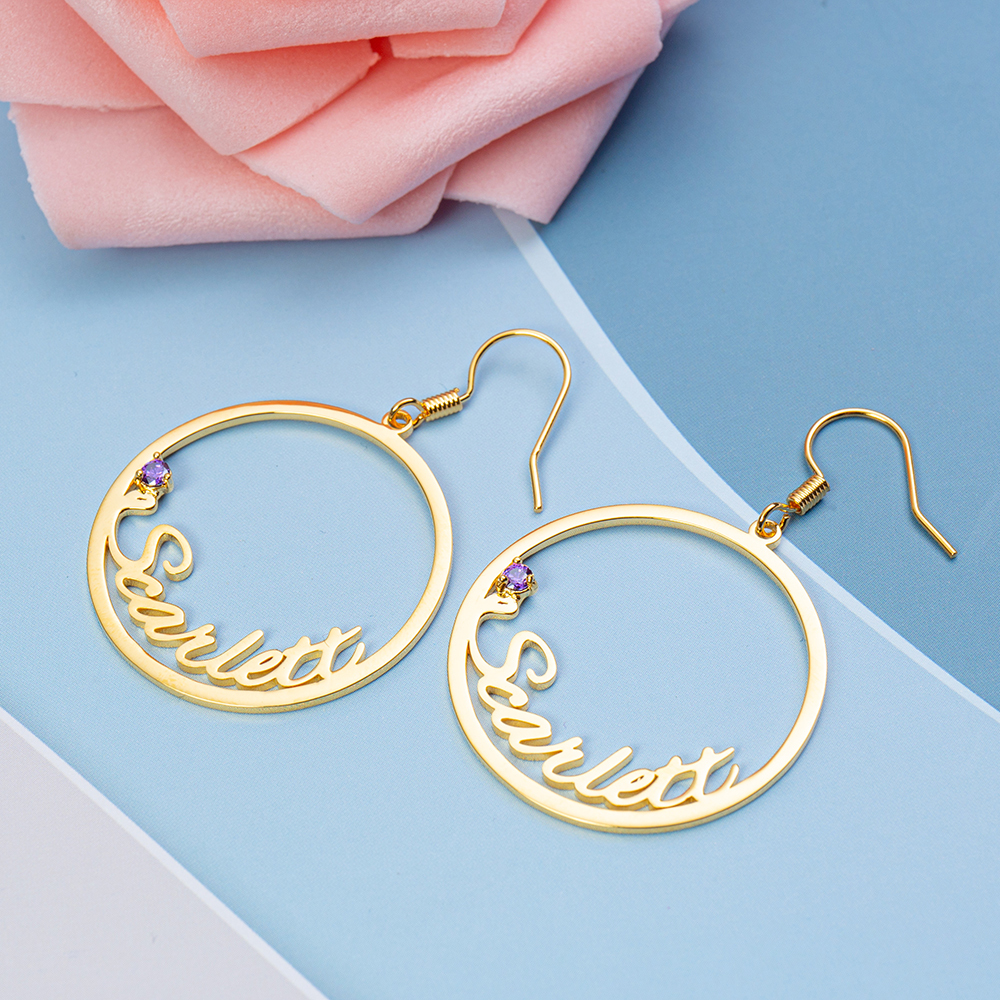 Personalised Name Earring Customised Name Hoop Earrings for Her-Jessemade AU