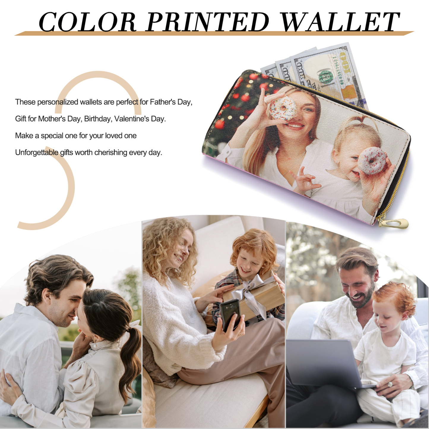 Long Purse Personalised Dragonfly Leather Wallet Engraved 1 Photo Zip Wallet Gifts for Her-Jessemade AU