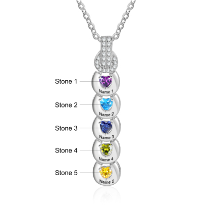 Custom Family Necklace Cascading Pendant with 5 Birthstones Engraving 5 Names Gifts for Her-Jessemade AU