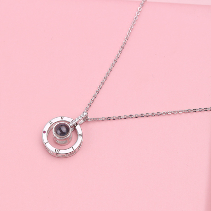Personalised 100 Languages Projection Necklace Engraved  " I LOVE YOU" Heart Necklace Gifts For Her-Jessemade AU