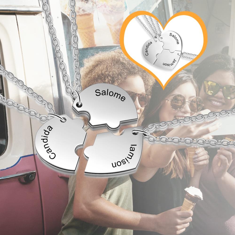 Customised Best Friends Heart Necklace With Set 3 Pieces-Jessemade AU